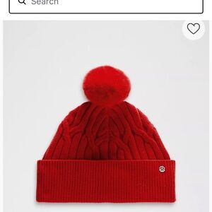Lululemon Red Knit Pom Beanie